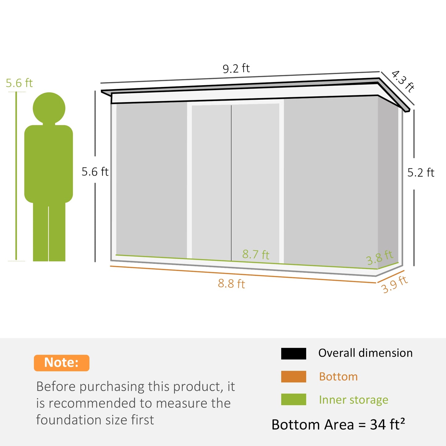 9' x 4' Outdoor Storage Shed